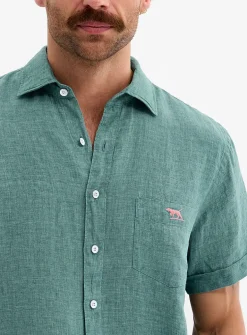 Chambray-like pure linen shirt