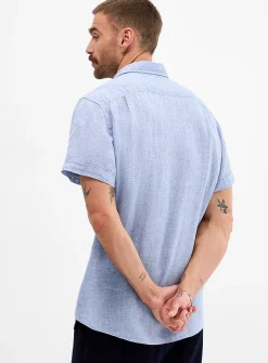 Chambray-like pure linen shirt