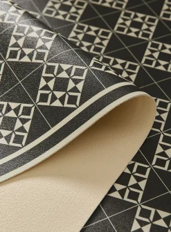 Charcoal tile pattern hallway vinyl mat