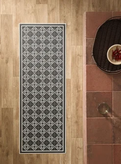 Charcoal tile pattern hallway vinyl mat