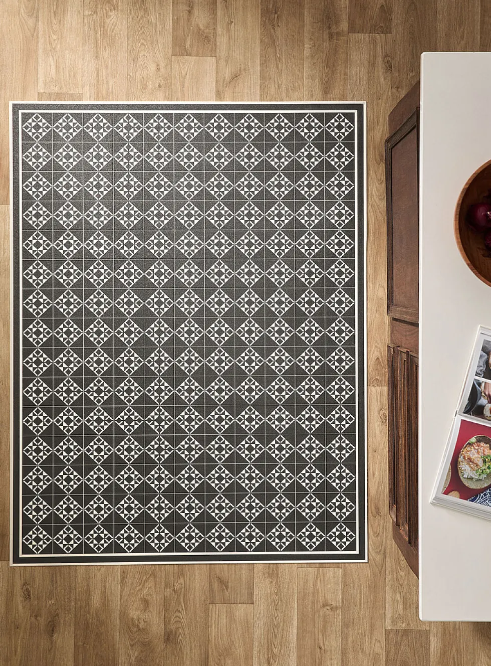 Charcoal tile pattern vinyl mat
