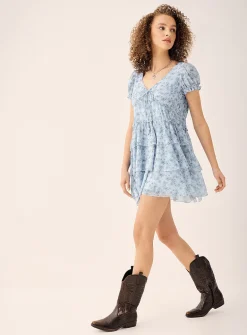 Charm cord tiered chiffon dress