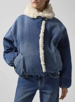 Charone high-pile fleece lining denim jacket