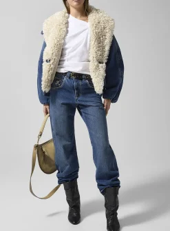 Charone high-pile fleece lining denim jacket