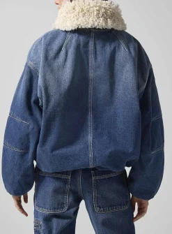 Charone high-pile fleece lining denim jacket