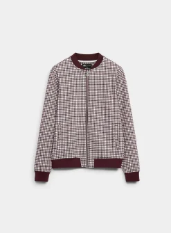Check jacquard bomber cardigan