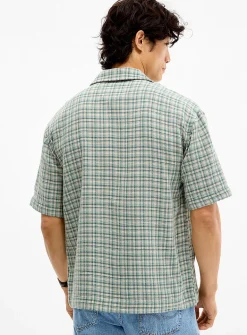 Check knit camp shirt