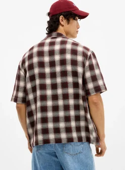 Check knit camp shirt