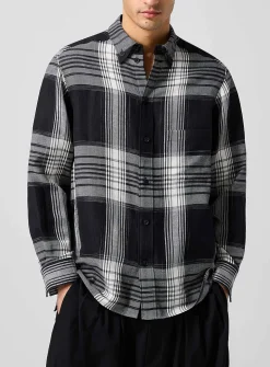 Checkered cotton-hemp shirt