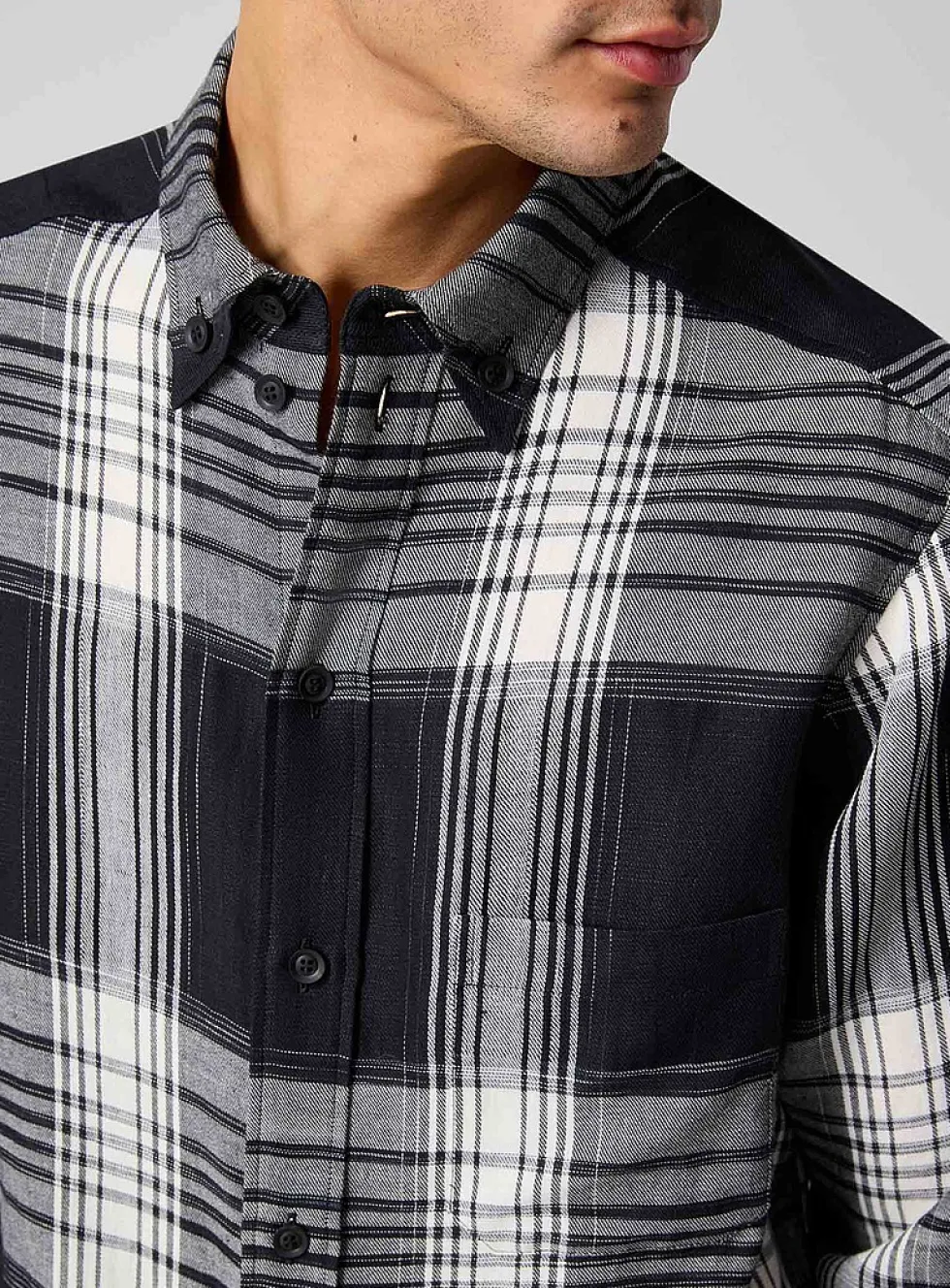 Checkered cotton-hemp shirt