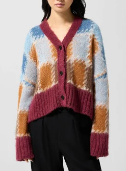 Checkered mohair cardigan