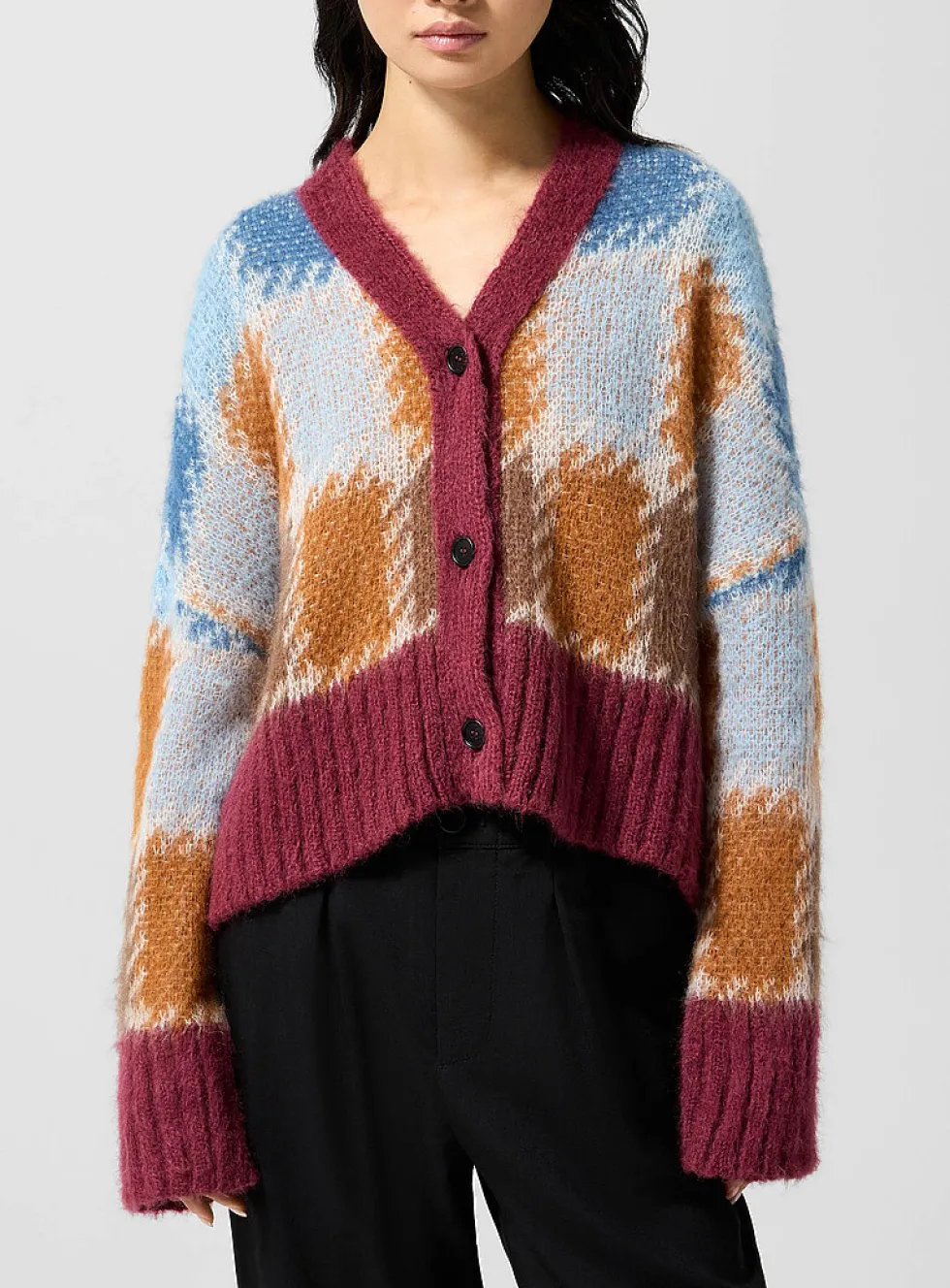 Checkered mohair cardigan