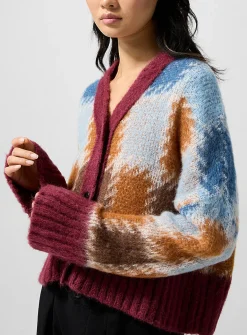 Checkered mohair cardigan
