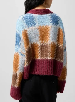 Checkered mohair cardigan