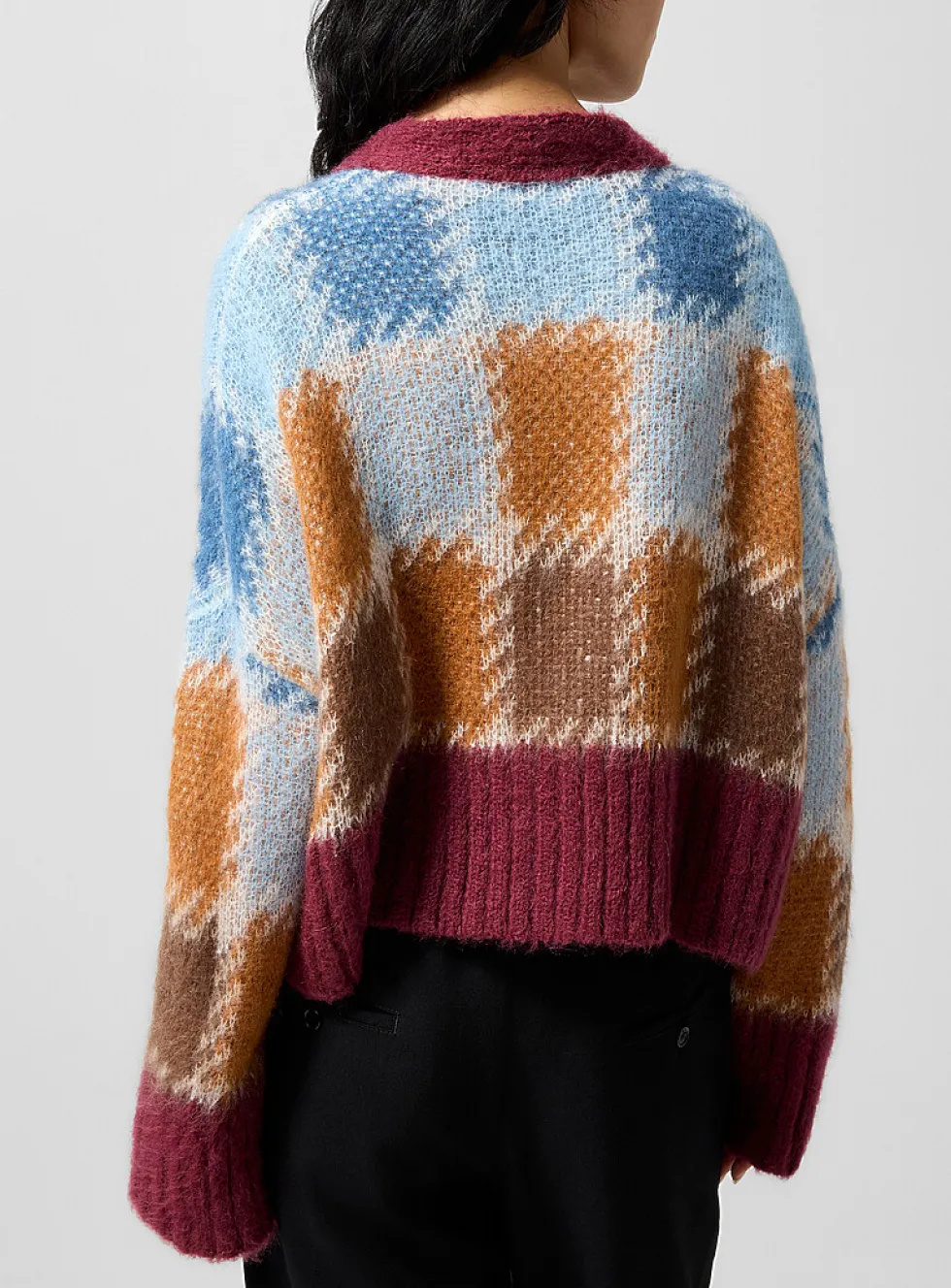 Checkered mohair cardigan