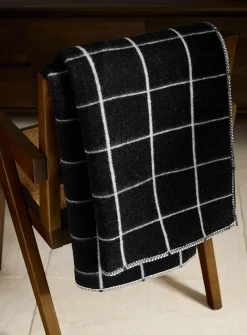 Checkered pure wool reversible throw
