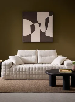 Checkered topstitching high-density foam 3 seater sofa