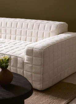 Checkered topstitching high-density foam 3 seater sofa
