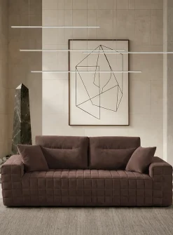 Checkered topstitching high-density foam 3 seater sofa