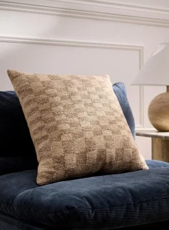 Checkered wool blend removable cover cushion