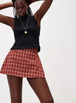 Checkered wraparound skort