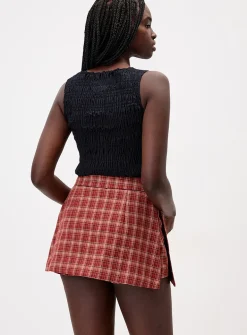Checkered wraparound skort