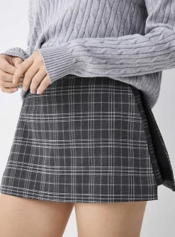 Checkered wraparound skort