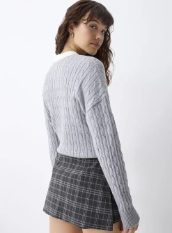 Checkered wraparound skort