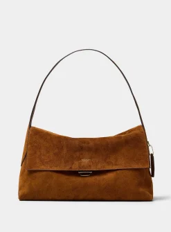 Chelsea caramel suede shoulder bag