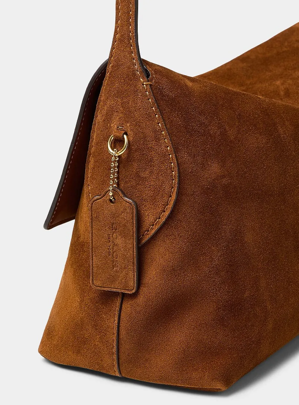 Chelsea caramel suede shoulder bag