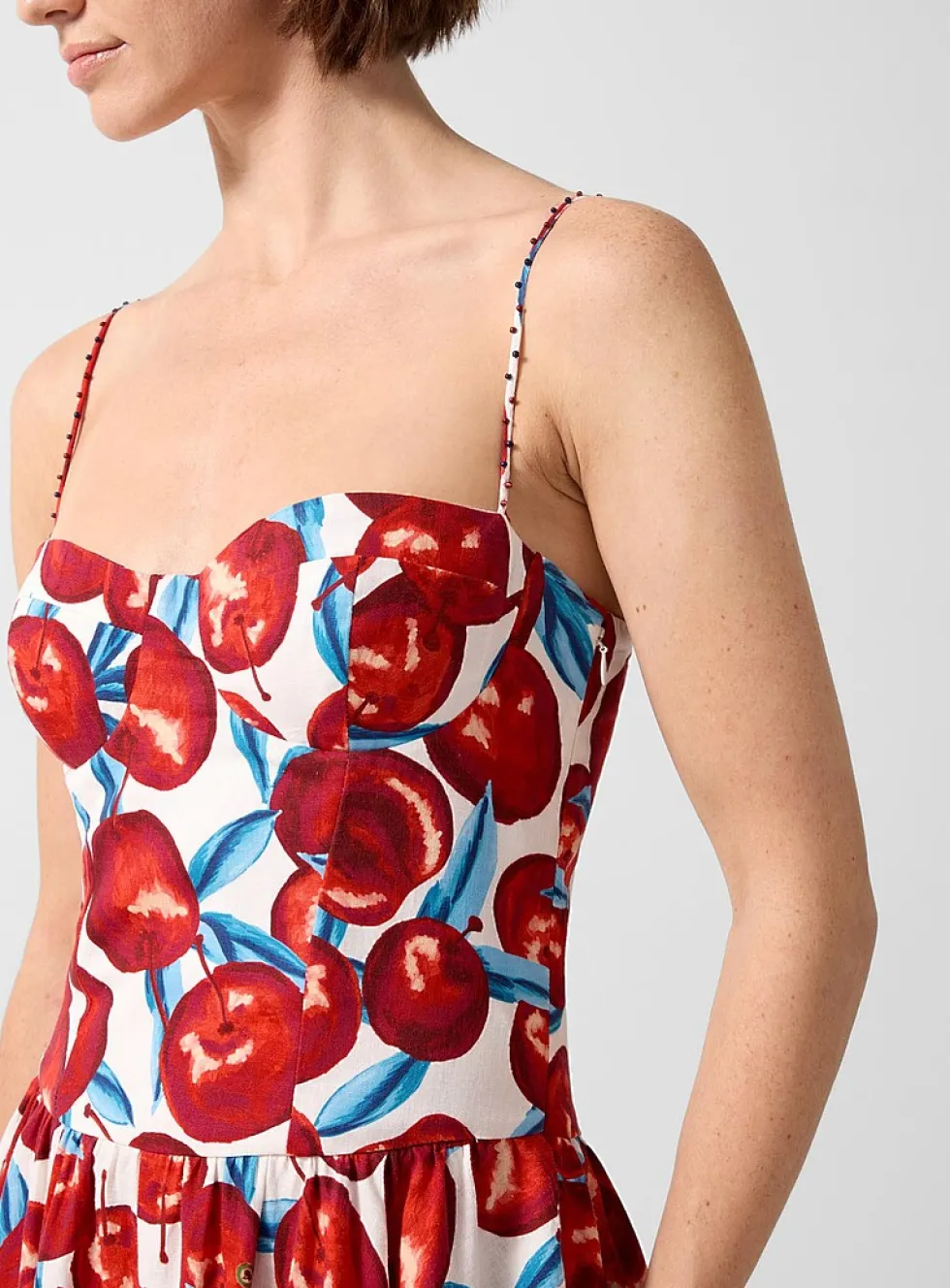 Cherry bustier midi dress