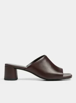 Cherry leather Piper block-heel mule
