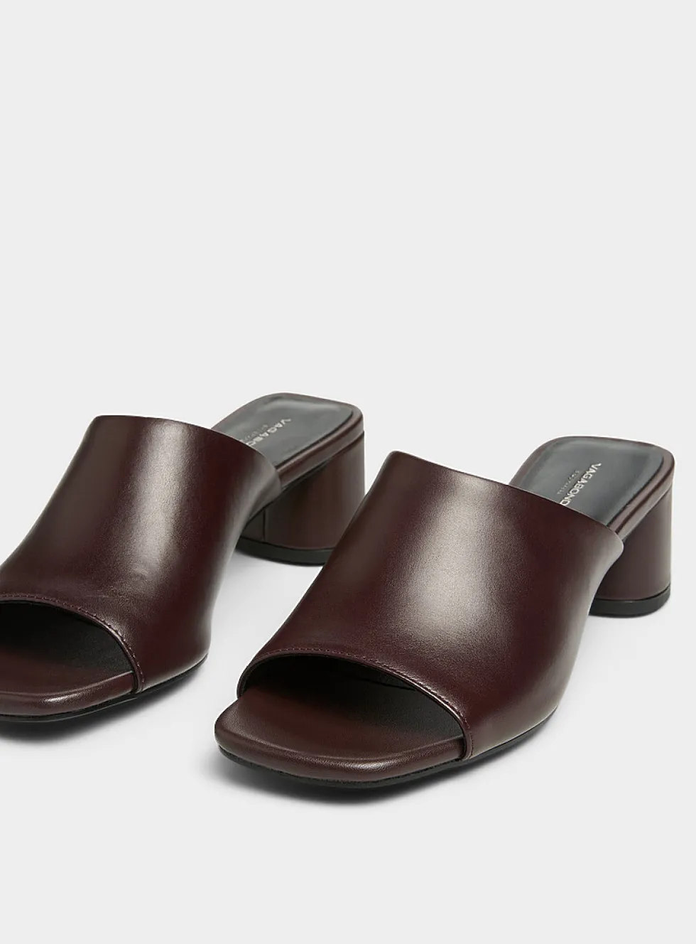 Cherry leather Piper block-heel mule