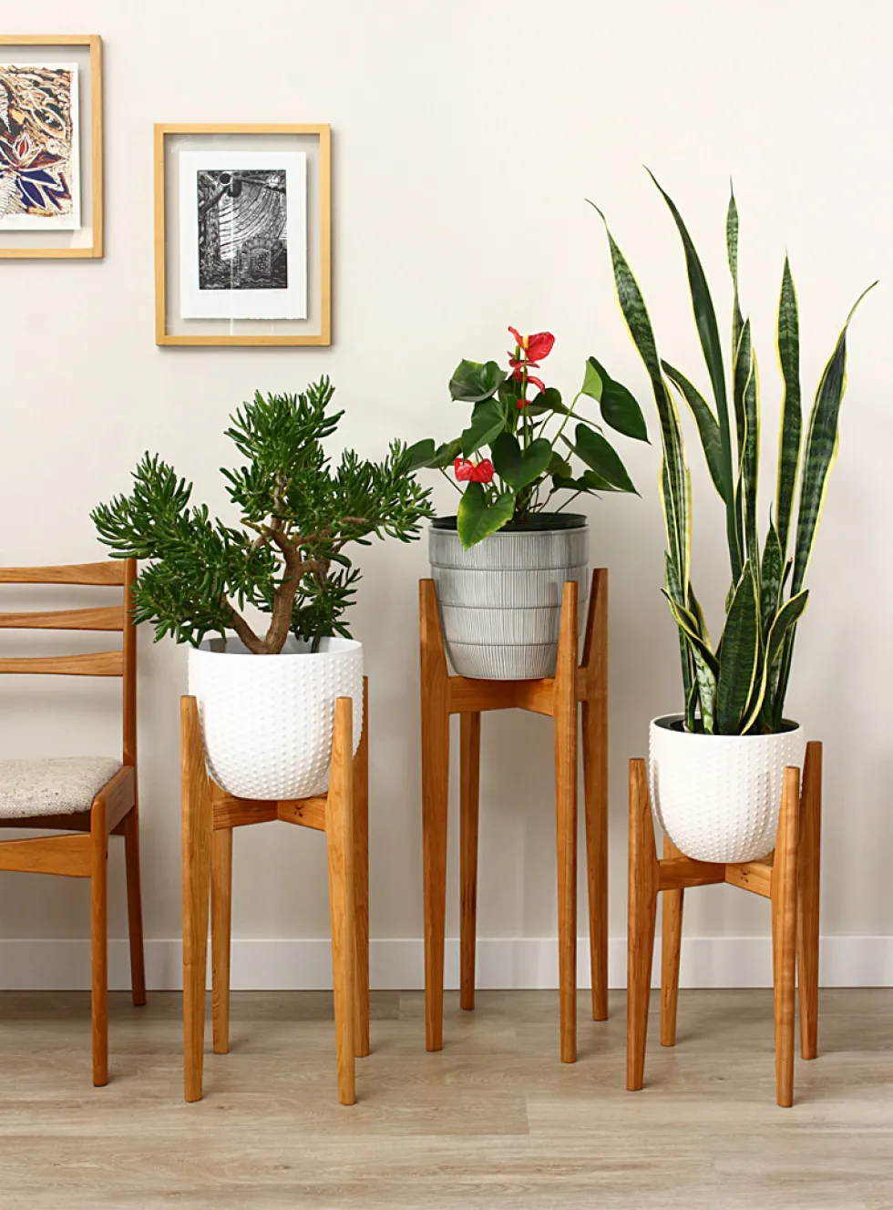 Cherry wood plant stand