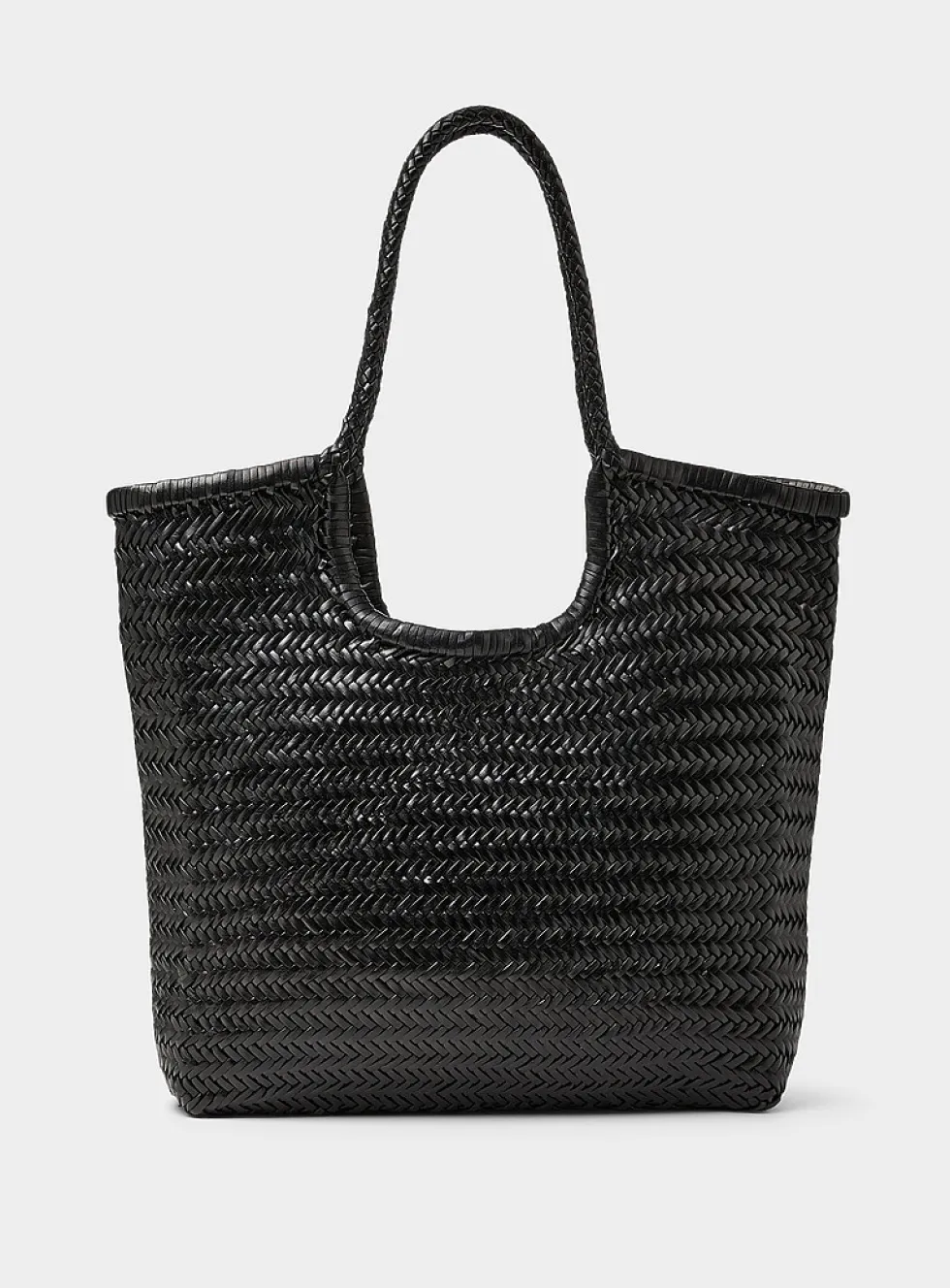 Chevron pattern braided leather bag