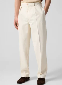 Chevron pattern cream twill pant