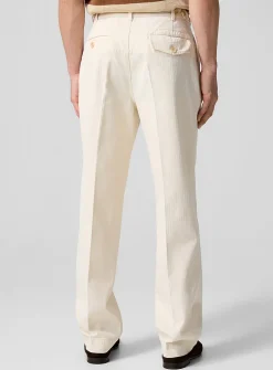 Chevron pattern cream twill pant