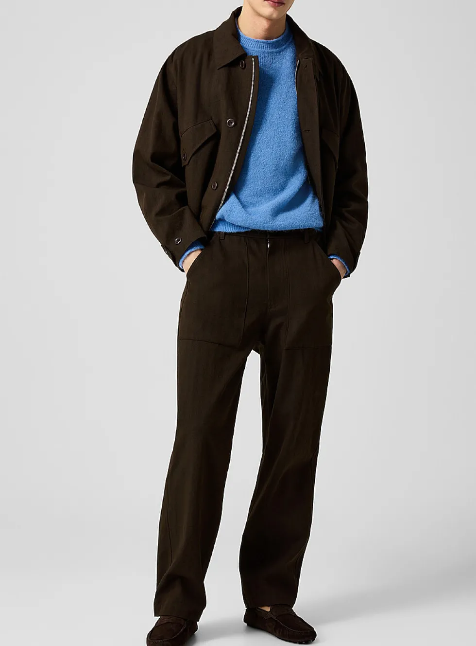 Chevron pattern utilitarian twill pant