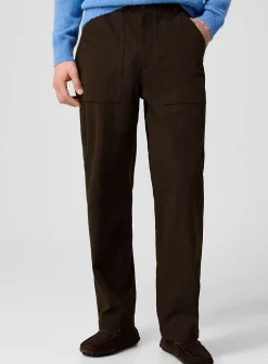 Chevron pattern utilitarian twill pant