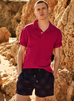 Chevron weft Johnny collar polo