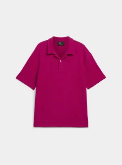 Chevron weft Johnny collar polo