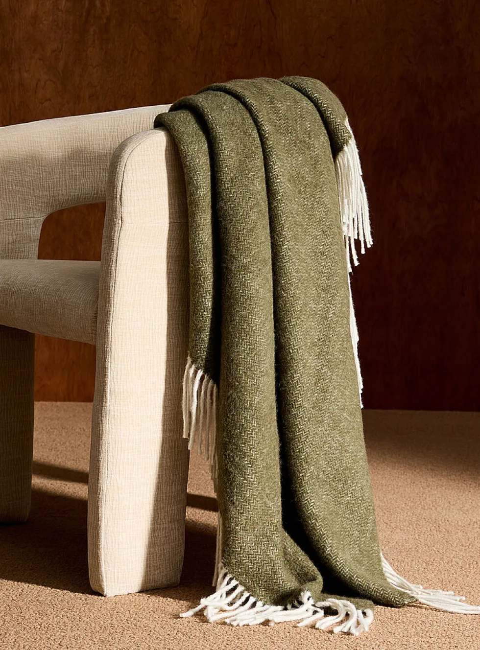 Chevron wool-blend throw