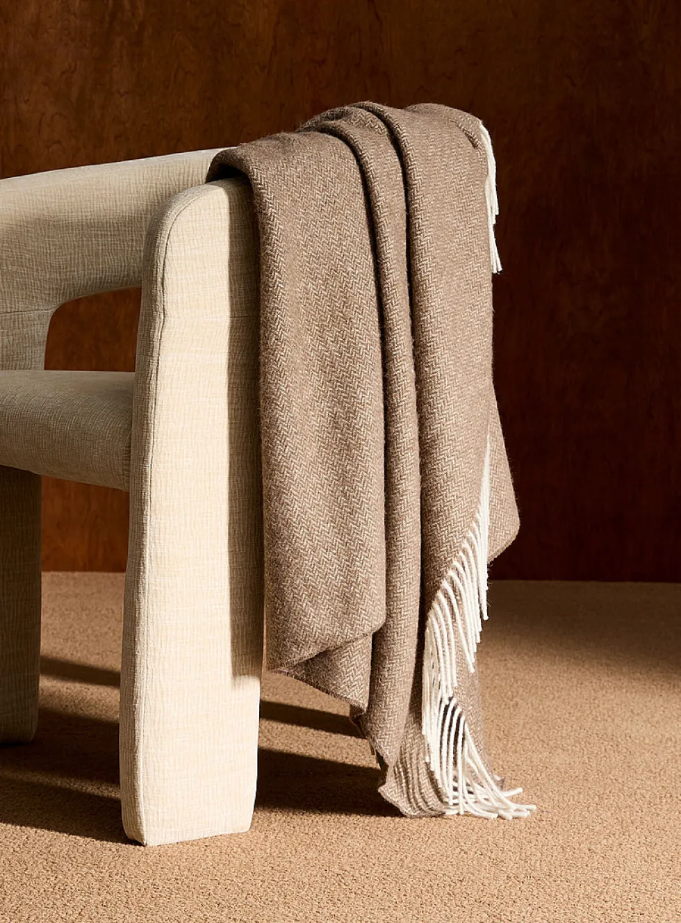 Chevron wool-blend throw