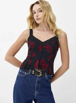 Chiffon and lace cropped cami