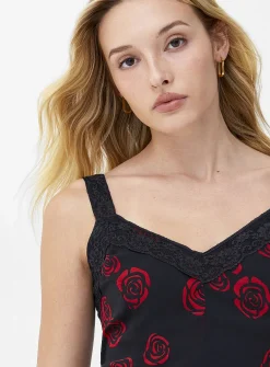 Chiffon and lace cropped cami