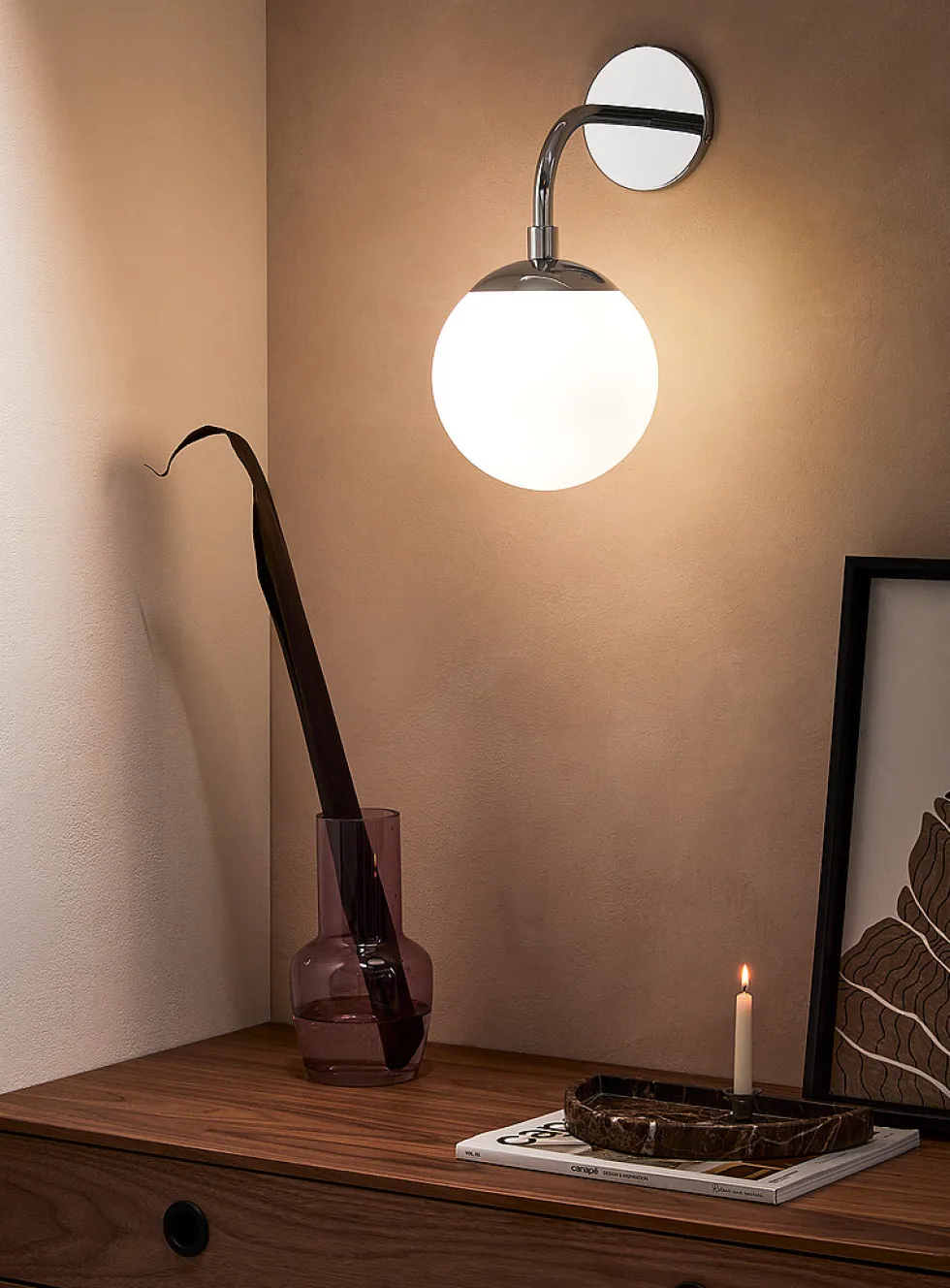 Chrome opal celestial body sconce