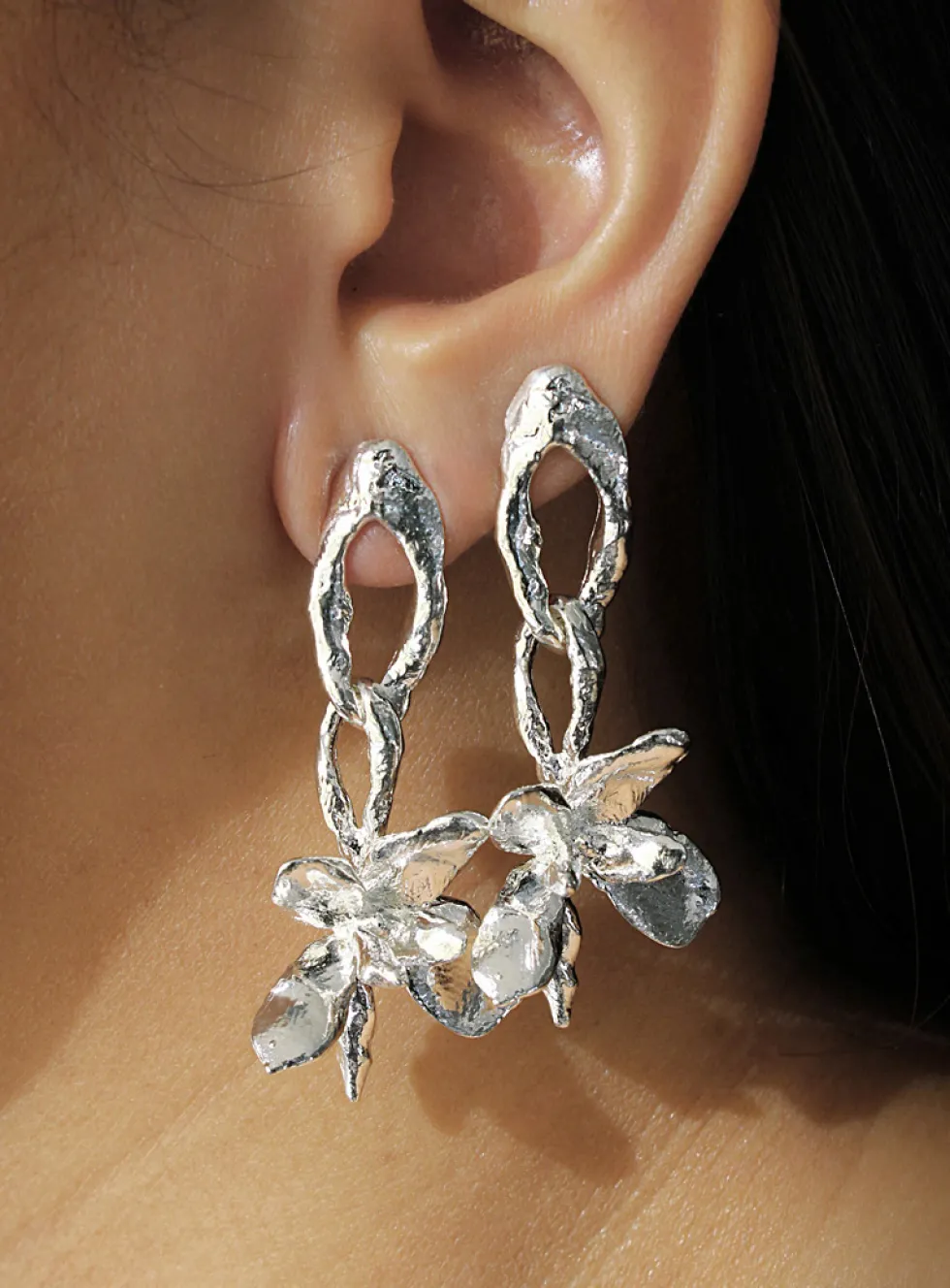 Chunky Lilies sterling silver earrings