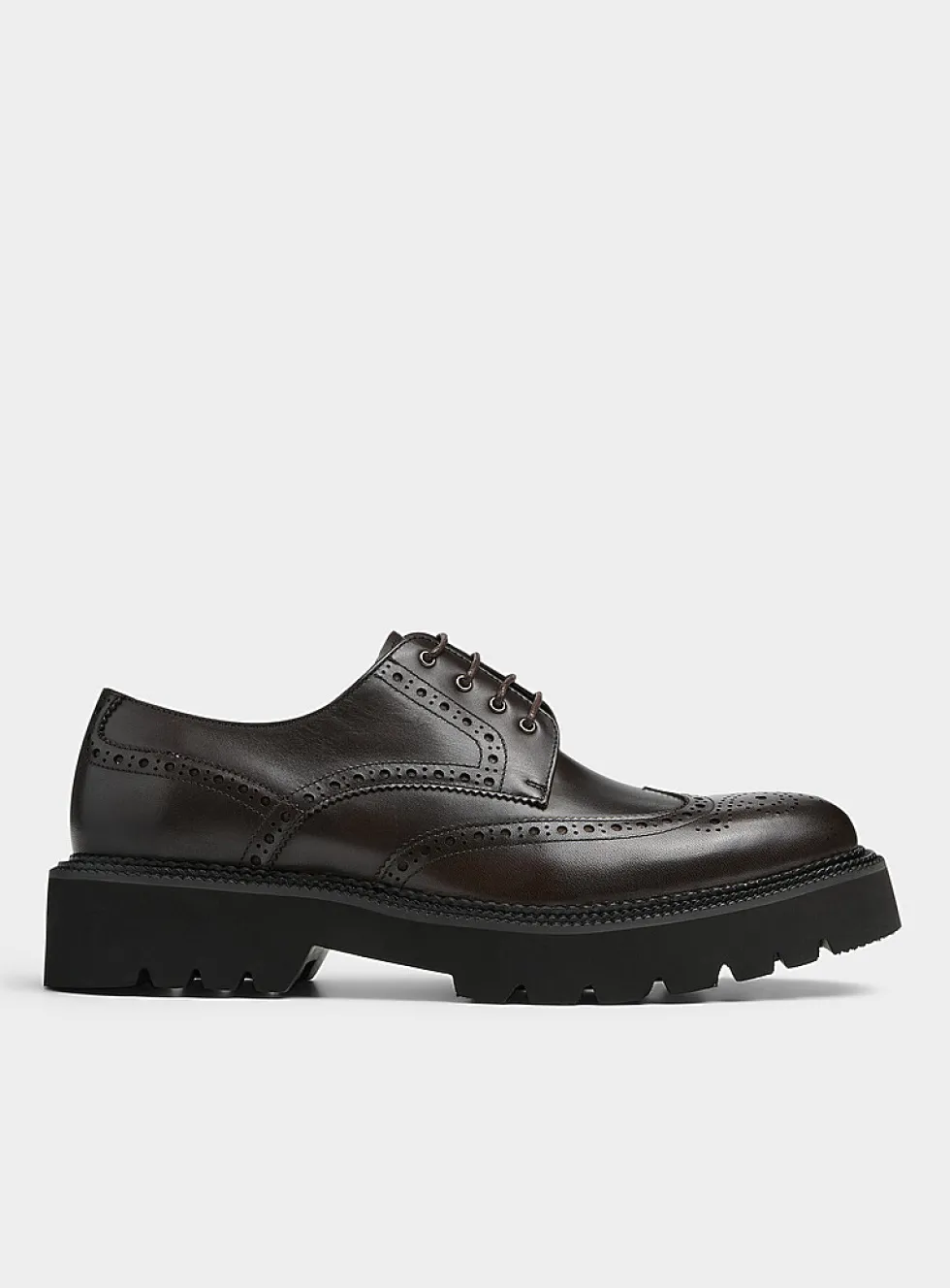 Chunky notched sole leather brogue shoes