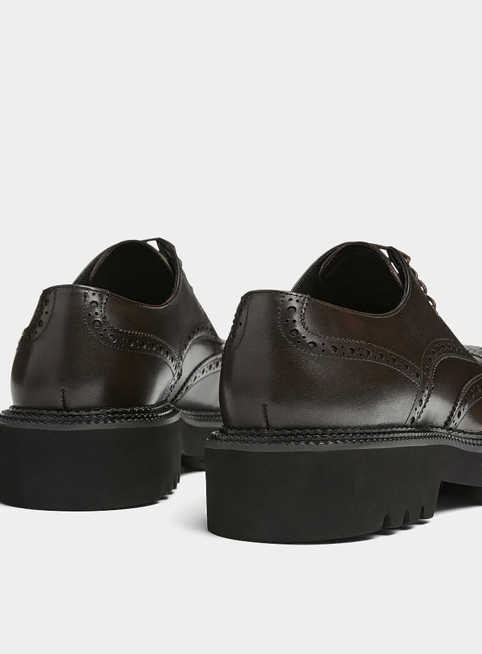 Chunky notched sole leather brogue shoes
