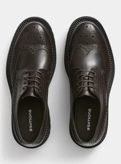 Chunky notched sole leather brogue shoes